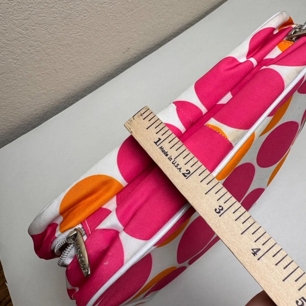 Lancome Hanging Makeup Bag Cosmetic Organizer Pink Orange Polka Dot Travel Case